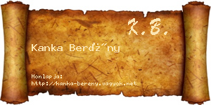Kanka Berény névjegykártya